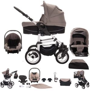 Bebebi Paris   3 in 1 Kinderwagen Komplettset   Hartgummireifen   Farbe: Seine