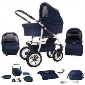 Bebebi Bellami   3 in 1 Kombi Kinderwagen Set   Luftreifen   Farbe: Bellablue