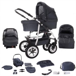 Bebebi Bellami   3 in 1 Kombi Kinderwagen Set   Luftreifen   Farbe: Bellagrey