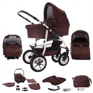 Bebebi Bellami   3 in 1 Kombi Kinderwagen Set   Hartgummireifen   Farbe: Bellachoco