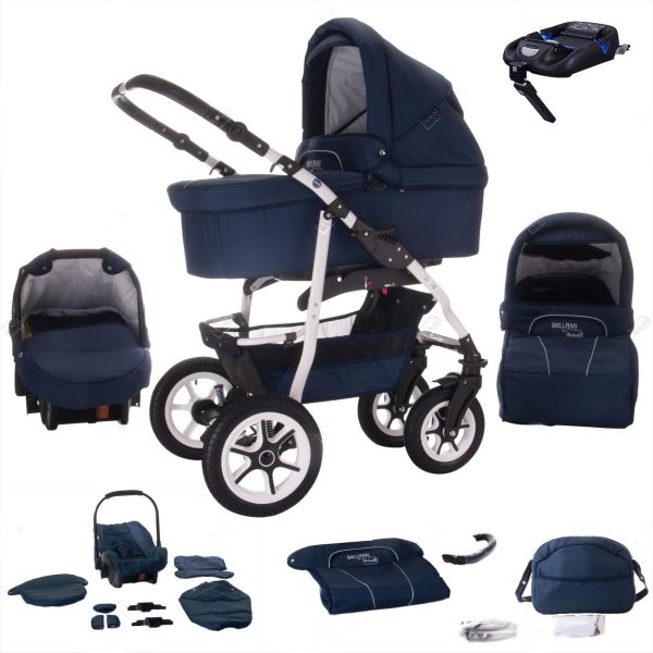 Bebebi Bellami   4 in 1 Kinderwagen Komplettset   ISOFIX Basis   Luftreifen   Farbe: Bellablue