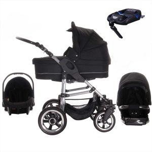 Bebebi London   4 in 1 Kinderwagen Komplettset   ISOFIX Basis   Hartgummireifen   Farbe: Tower Bridge