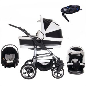 Bebebi London   4 in 1 Kinderwagen Komplettset   ISOFIX Basis   Hartgummireifen   Farbe: Buckingham