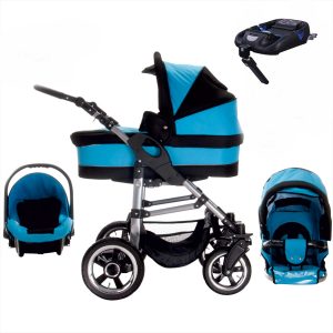 Bebebi London   4 in 1 Kinderwagen Komplettset   ISOFIX Basis   Hartgummireifen   Farbe: Piccadilly