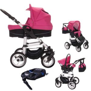 Bebebi Paris   4 in 1 Kinderwagen Komplettset   ISOFIX Basis   Hartgummireifen   Farbe: Élysée