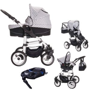 Bebebi Paris   4 in 1 Kinderwagen Komplettset   ISOFIX Basis   Hartgummireifen   Farbe: Tour Eiffel