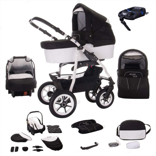 Bebebi Bellami   4 in 1 Kinderwagen Komplettset   ISOFIX Basis   Luftreifen   Farbe: Bellamix