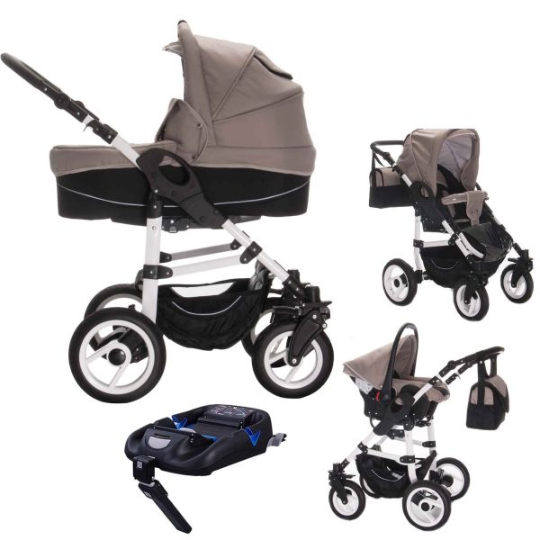 Bebebi Paris   4 in 1 Kinderwagen Komplettset   ISOFIX Basis   Luftreifen   Farbe: Seine