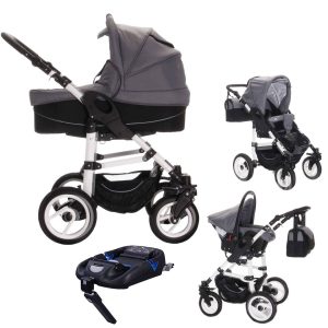 Bebebi Paris   4 in 1 Kinderwagen Komplettset   ISOFIX Basis   Luftreifen   Farbe: Montmartre