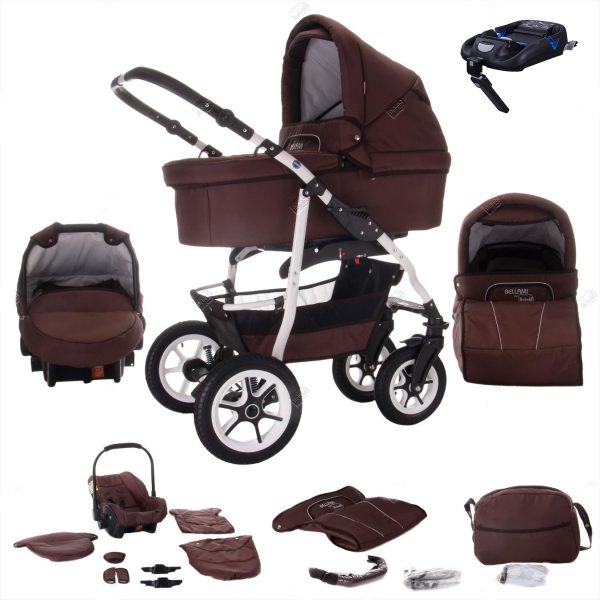 Bebebi Bellami   4 in 1 Kinderwagen Komplettset   ISOFIX Basis   Hartgummireifen   Farbe: Bellachoco