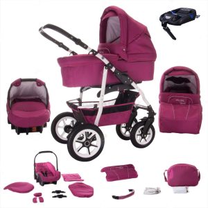 Bebebi Bellami   4 in 1 Kinderwagen Komplettset   ISOFIX Basis   Hartgummireifen   Farbe: Bellamore