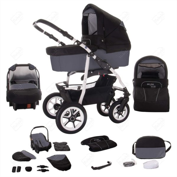 Bebebi Bellami   3 in 1 Kombi Kinderwagen Set   Luftreifen   Farbe: Bellagrigio