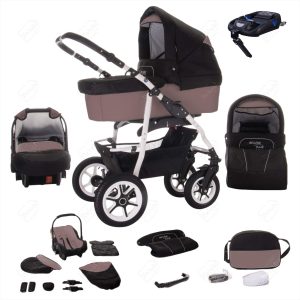 Bebebi Bellami   4 in 1 Kinderwagen Komplettset   ISOFIX Basis   Hartgummireifen   Farbe: Bellafango