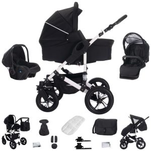 Bebebi Florida   3 in 1 Kombi Kinderwagen Set   Hartgummireifen   Farbe: Floblack