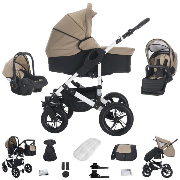 Bebebi Florida   3 in 1 Kombi Kinderwagen Set   Hartgummireifen   Farbe: Flotaupe