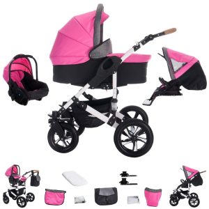 Bebebi myVARIO   3 in 1 Kombi Kinderwagen Set   Hartgummireifen   Farbe: myGirl