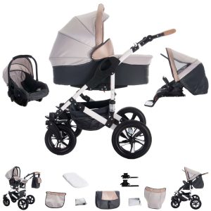 Bebebi myVARIO   3 in 1 Kombi Kinderwagen Set   Hartgummireifen   Farbe: myHoney