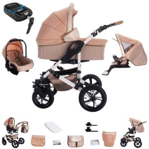 Bebebi myVARIO   4 in 1 Kinderwagen Komplettset   ISOFIX Basis   Luftreifen   Farbe: myGold