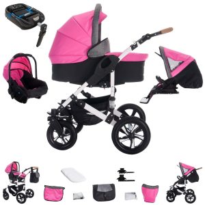 Bebebi myVARIO   4 in 1 Kinderwagen Komplettset   ISOFIX Basis   Hartgummireifen   Farbe: myGirl